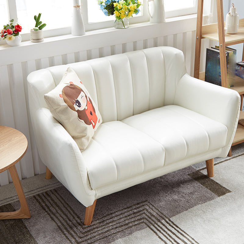 Modern Stain-Resistant Leather Sofa Square Arm Settee with Tight Back 47"L x 29.5"W x 31"H White Clearhalo 'furn' 'furn_sofas' 'Furniture' 'furniture_sofas' 'kitchen' 'kitchen_sofas' 'Living Room Furniture' 'Sofa' 'sofas' 4836282