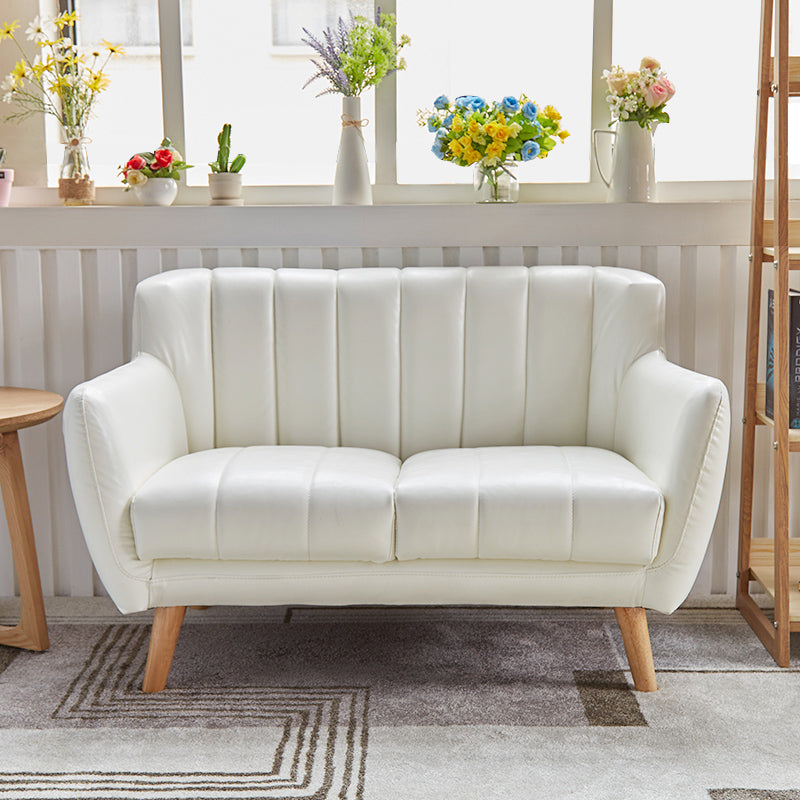 Modern Stain-Resistant Leather Sofa Square Arm Settee with Tight Back 55.1"L x 29.5"W x 30.7"H White Clearhalo 'furn' 'furn_sofas' 'Furniture' 'furniture_sofas' 'kitchen' 'kitchen_sofas' 'Living Room Furniture' 'Sofa' 'sofas' 4836287