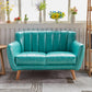 Modern Stain-Resistant Leather Sofa Square Arm Settee with Tight Back 55.1"L x 29.5"W x 30.7"H Cyan Clearhalo 'furn' 'furn_sofas' 'Furniture' 'furniture_sofas' 'kitchen' 'kitchen_sofas' 'Living Room Furniture' 'Sofa' 'sofas' 4836290