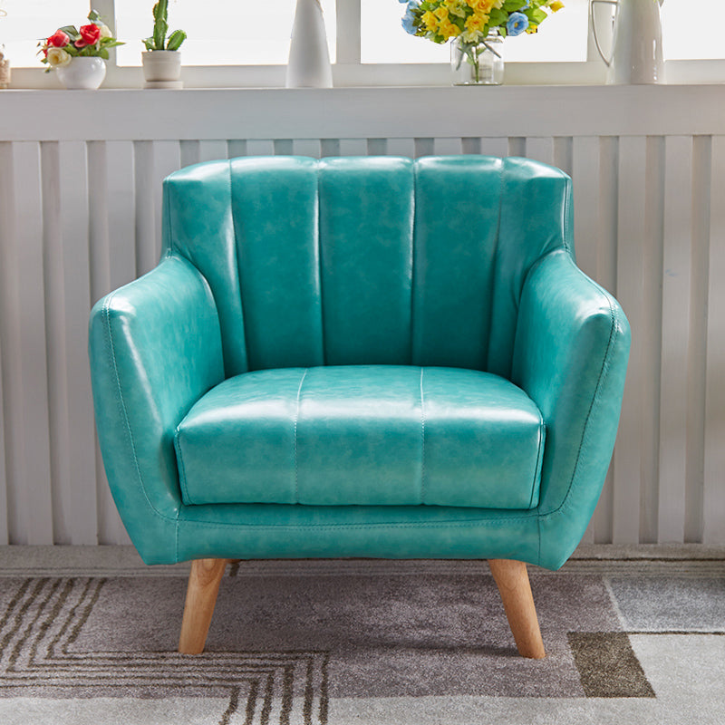 Modern Stain-Resistant Leather Sofa Square Arm Settee with Tight Back Cyan Clearhalo 'furn' 'furn_sofas' 'Furniture' 'furniture_sofas' 'kitchen' 'kitchen_sofas' 'Living Room Furniture' 'Sofa' 'sofas' 4836299