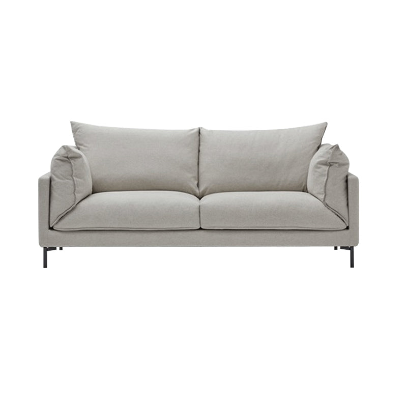 Modern Living Room Fabric Sofa Recessed Arm Loveseat with Black Legs Light Gray Faux Leather Clearhalo 'furn' 'furn_sofas' 'Furniture' 'furniture_sofas' 'kitchen' 'kitchen_sofas' 'Living Room Furniture' 'Sofa' 'sofas' 4836308