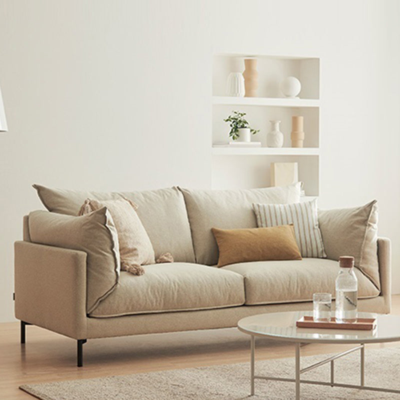 Modern Living Room Fabric Sofa Recessed Arm Loveseat with Black Legs Light Coffee Cotton Clearhalo 'furn' 'furn_sofas' 'Furniture' 'furniture_sofas' 'kitchen' 'kitchen_sofas' 'Living Room Furniture' 'Sofa' 'sofas' 4836309