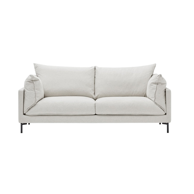 Modern Living Room Fabric Sofa Recessed Arm Loveseat with Black Legs White Cotton Clearhalo 'furn' 'furn_sofas' 'Furniture' 'furniture_sofas' 'kitchen' 'kitchen_sofas' 'Living Room Furniture' 'Sofa' 'sofas' 4836312