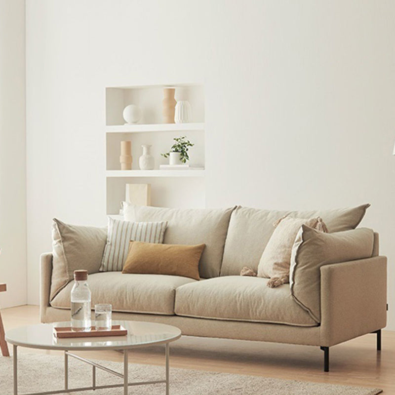 Modern Living Room Fabric Sofa Recessed Arm Loveseat with Black Legs Clearhalo 'furn' 'furn_sofas' 'Furniture' 'furniture_sofas' 'kitchen' 'kitchen_sofas' 'Living Room Furniture' 'Sofa' 'sofas' 4836313