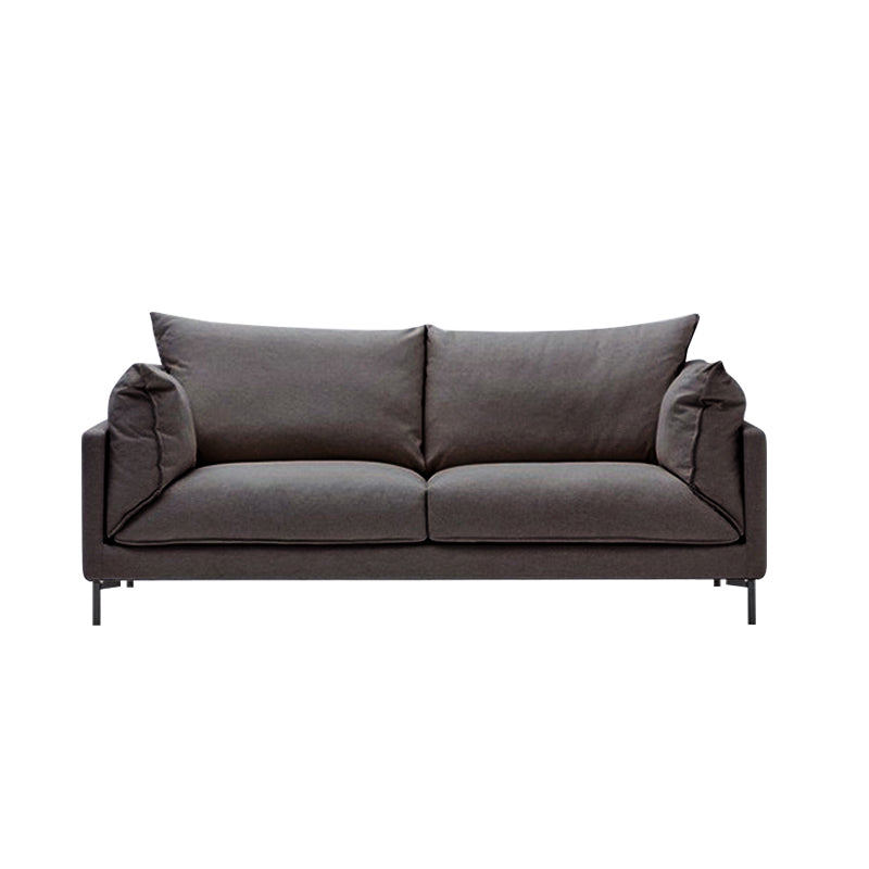 Modern Living Room Fabric Sofa Recessed Arm Loveseat with Black Legs Dark Gray Cotton Clearhalo 'furn' 'furn_sofas' 'Furniture' 'furniture_sofas' 'kitchen' 'kitchen_sofas' 'Living Room Furniture' 'Sofa' 'sofas' 4836317