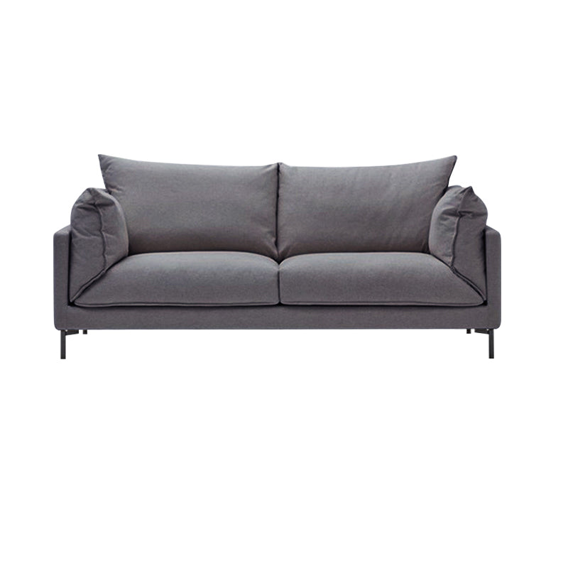 Modern Living Room Fabric Sofa Recessed Arm Loveseat with Black Legs Dark Gray Faux Leather Clearhalo 'furn' 'furn_sofas' 'Furniture' 'furniture_sofas' 'kitchen' 'kitchen_sofas' 'Living Room Furniture' 'Sofa' 'sofas' 4836318
