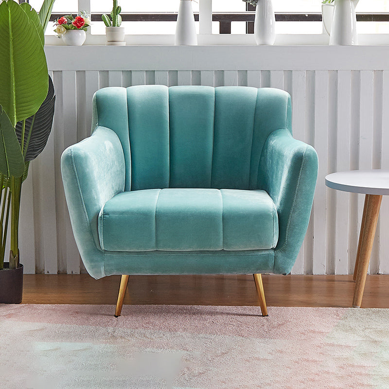 Contemporary Velvet Square Arm Sofa Green/Blue/Pink Settee with Tight Back 30"H x 33.5"L x 29.5"W Cyan Clearhalo 'Furniture' 'kitchen' 'kitchen_sofas' 'Living Room Furniture' 'Sofa' 'sofas' 4836326