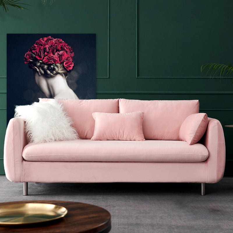 Contemporary Standard Sofa Square Arm Settee Couch with 2 Pillows Clearhalo 'furn' 'furn_sofas' 'Furniture' 'furniture_sofas' 'kitchen' 'kitchen_sofas' 'Living Room Furniture' 'Sofa' 'sofas' 4836346