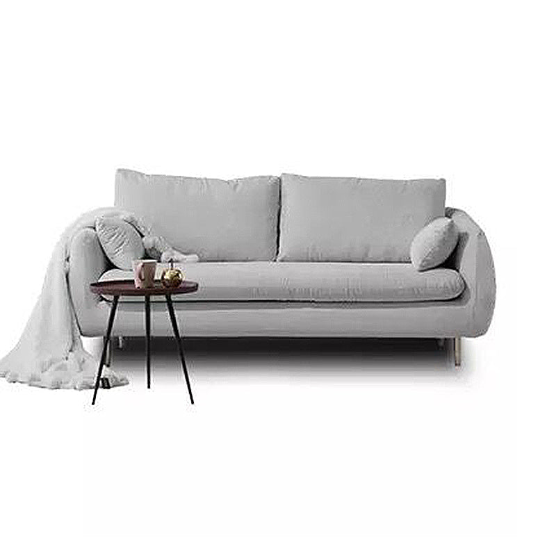 Contemporary Standard Sofa Square Arm Settee Couch with 2 Pillows Light Gray Linen Clearhalo 'furn' 'furn_sofas' 'Furniture' 'furniture_sofas' 'kitchen' 'kitchen_sofas' 'Living Room Furniture' 'Sofa' 'sofas' 4836349