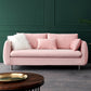 Contemporary Standard Sofa Square Arm Settee Couch with 2 Pillows Pink Velvet Clearhalo 'furn' 'furn_sofas' 'Furniture' 'furniture_sofas' 'kitchen' 'kitchen_sofas' 'Living Room Furniture' 'Sofa' 'sofas' 4836351