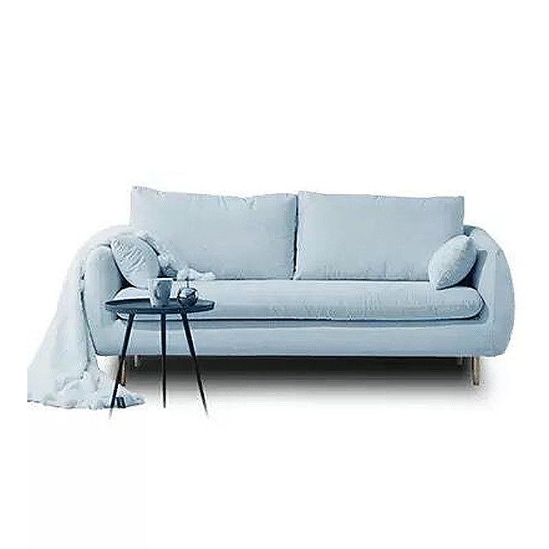 Contemporary Standard Sofa Square Arm Settee Couch with 2 Pillows Light Blue Linen Clearhalo 'furn' 'furn_sofas' 'Furniture' 'furniture_sofas' 'kitchen' 'kitchen_sofas' 'Living Room Furniture' 'Sofa' 'sofas' 4836359