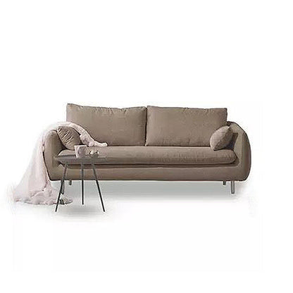 Contemporary Standard Sofa Square Arm Settee Couch with 2 Pillows Coffee Linen Clearhalo 'furn' 'furn_sofas' 'Furniture' 'furniture_sofas' 'kitchen' 'kitchen_sofas' 'Living Room Furniture' 'Sofa' 'sofas' 4836361