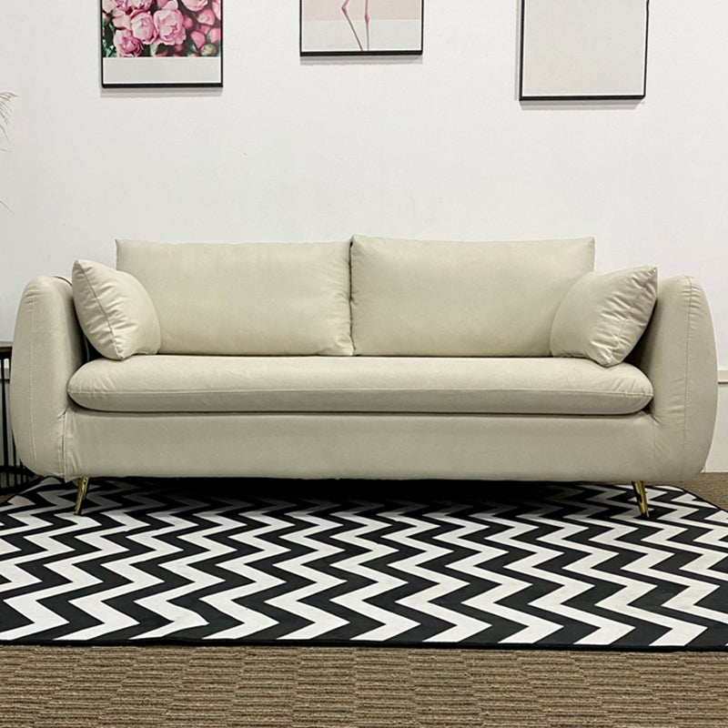 Contemporary Standard Sofa Square Arm Settee Couch with 2 Pillows Gray-White Faux Leather Clearhalo 'furn' 'furn_sofas' 'Furniture' 'furniture_sofas' 'kitchen' 'kitchen_sofas' 'Living Room Furniture' 'Sofa' 'sofas' 4836369