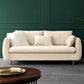 Contemporary Standard Sofa Square Arm Settee Couch with 2 Pillows Off-White Velvet Clearhalo 'furn' 'furn_sofas' 'Furniture' 'furniture_sofas' 'kitchen' 'kitchen_sofas' 'Living Room Furniture' 'Sofa' 'sofas' 4836371