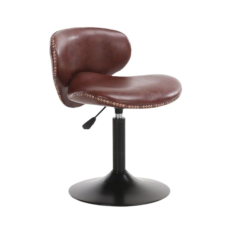 Modern Liftable Bar-stool PU Leather Counter Bar Stool with Metal Legs for Bristol Brown 1 Piece Short Stool(22"H) Clearhalo 'Bar Furniture' 'Bar Stools' 'bar_stools' 'furn' 'furn_bar_stools' 'Furniture' 'furniture_bar_stools' 'Kitchen & Dining Furniture' 4839289