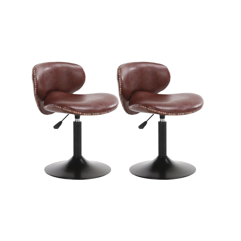 Modern Liftable Bar-stool PU Leather Counter Bar Stool with Metal Legs for Bristol Brown 2 Piece Set Short Stool(22"H) Clearhalo 'Bar Furniture' 'Bar Stools' 'bar_stools' 'furn' 'furn_bar_stools' 'Furniture' 'furniture_bar_stools' 'Kitchen & Dining Furniture' 4839305