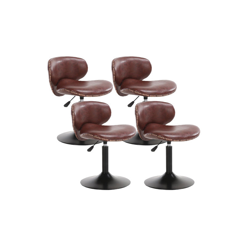 Modern Liftable Bar-stool PU Leather Counter Bar Stool with Metal Legs for Bristol Brown 4 Piece Set Short Stool(22"H) Clearhalo 'Bar Furniture' 'Bar Stools' 'bar_stools' 'furn' 'furn_bar_stools' 'Furniture' 'furniture_bar_stools' 'Kitchen & Dining Furniture' 4839315