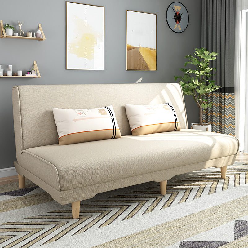 Modern Cotton Blend Armless Sofa Tight Back Couch with Pillow Included Off-White Clearhalo 'furn' 'furn_sofas' 'Furniture' 'furniture_sofas' 'kitchen' 'kitchen_sofas' 'Living Room Furniture' 'Sofa' 'sofas' 4839320