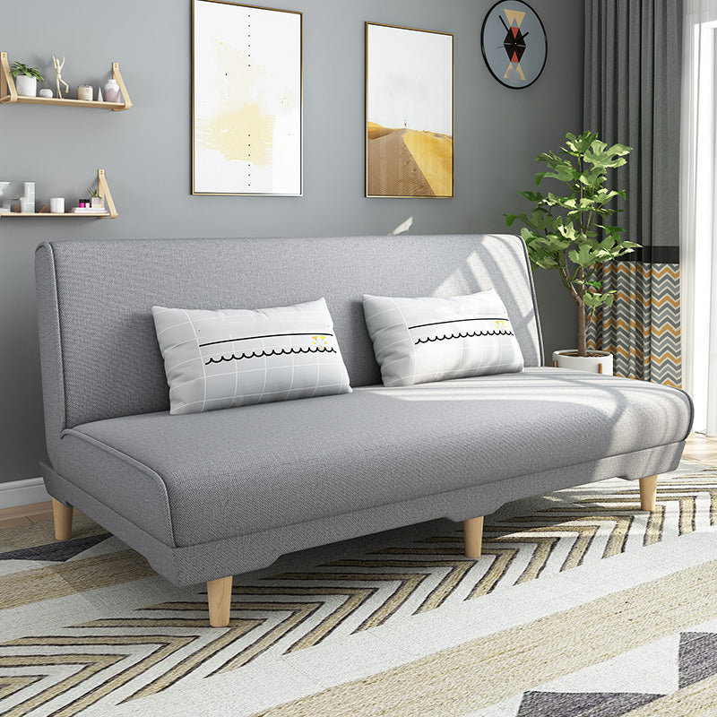 Modern Cotton Blend Armless Sofa Tight Back Couch with Pillow Included Light Gray Clearhalo 'furn' 'furn_sofas' 'Furniture' 'furniture_sofas' 'kitchen' 'kitchen_sofas' 'Living Room Furniture' 'Sofa' 'sofas' 4839321