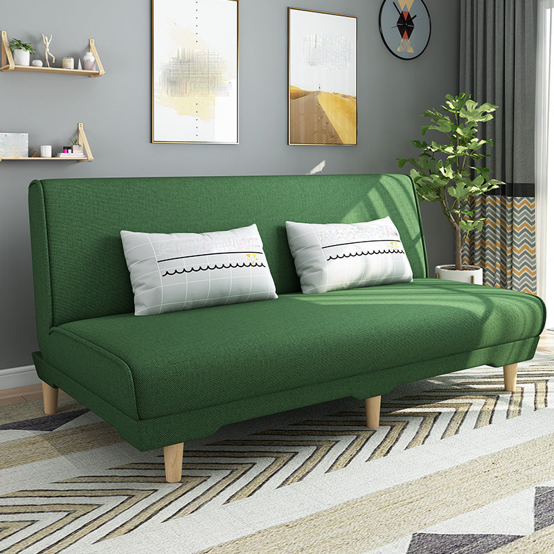 Modern Cotton Blend Armless Sofa Tight Back Couch with Pillow Included Dark Green Clearhalo 'furn' 'furn_sofas' 'Furniture' 'furniture_sofas' 'kitchen' 'kitchen_sofas' 'Living Room Furniture' 'Sofa' 'sofas' 4839327