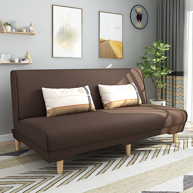 Modern Cotton Blend Armless Sofa Tight Back Couch with Pillow Included Brown Clearhalo 'furn' 'furn_sofas' 'Furniture' 'furniture_sofas' 'kitchen' 'kitchen_sofas' 'Living Room Furniture' 'Sofa' 'sofas' 4839328