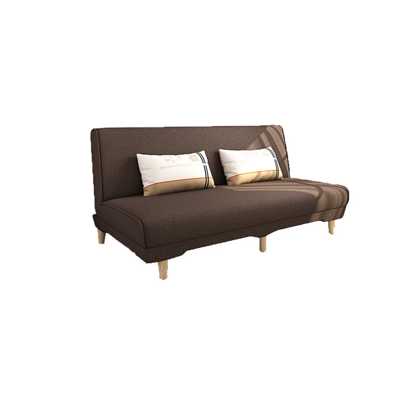Modern Cotton Blend Armless Sofa Tight Back Couch with Pillow Included 47"L x 28"W x 31"H Brown Clearhalo 'furn' 'furn_sofas' 'Furniture' 'furniture_sofas' 'kitchen' 'kitchen_sofas' 'Living Room Furniture' 'Sofa' 'sofas' 4839329
