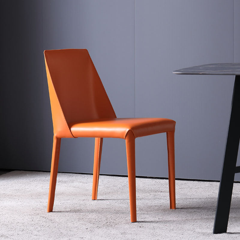 Contemporary Stainless Steel Legs Armless Dining Chairs Wingback Side Chair Clearhalo 'Dining Chairs' 'Dining Tables & Seating' 'dining_chair' 'furn' 'furn_dining_chair' 'Furniture' 'furniture_dining_chair' 'Kitchen & Dining Furniture' 4839549