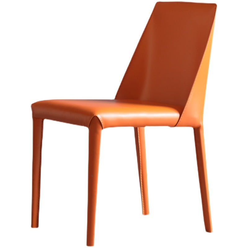 Contemporary Stainless Steel Legs Armless Dining Chairs Wingback Side Chair Orange 1 Piece Clearhalo 'Dining Chairs' 'Dining Tables & Seating' 'dining_chair' 'furn' 'furn_dining_chair' 'Furniture' 'furniture_dining_chair' 'Kitchen & Dining Furniture' 4839550