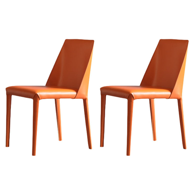 Contemporary Stainless Steel Legs Armless Dining Chairs Wingback Side Chair Orange 2 Piece Set Clearhalo 'Dining Chairs' 'Dining Tables & Seating' 'dining_chair' 'furn' 'furn_dining_chair' 'Furniture' 'furniture_dining_chair' 'Kitchen & Dining Furniture' 4839551