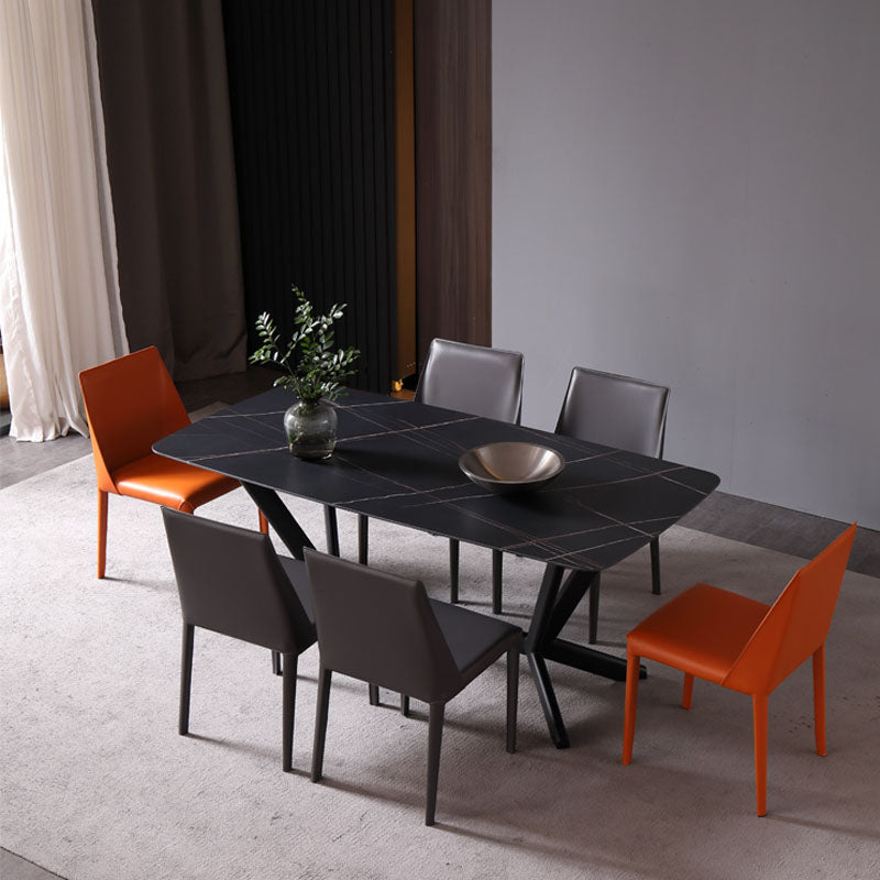 Contemporary Stainless Steel Legs Armless Dining Chairs Wingback Side Chair Clearhalo 'Dining Chairs' 'Dining Tables & Seating' 'dining_chair' 'furn' 'furn_dining_chair' 'Furniture' 'furniture_dining_chair' 'Kitchen & Dining Furniture' 4839552