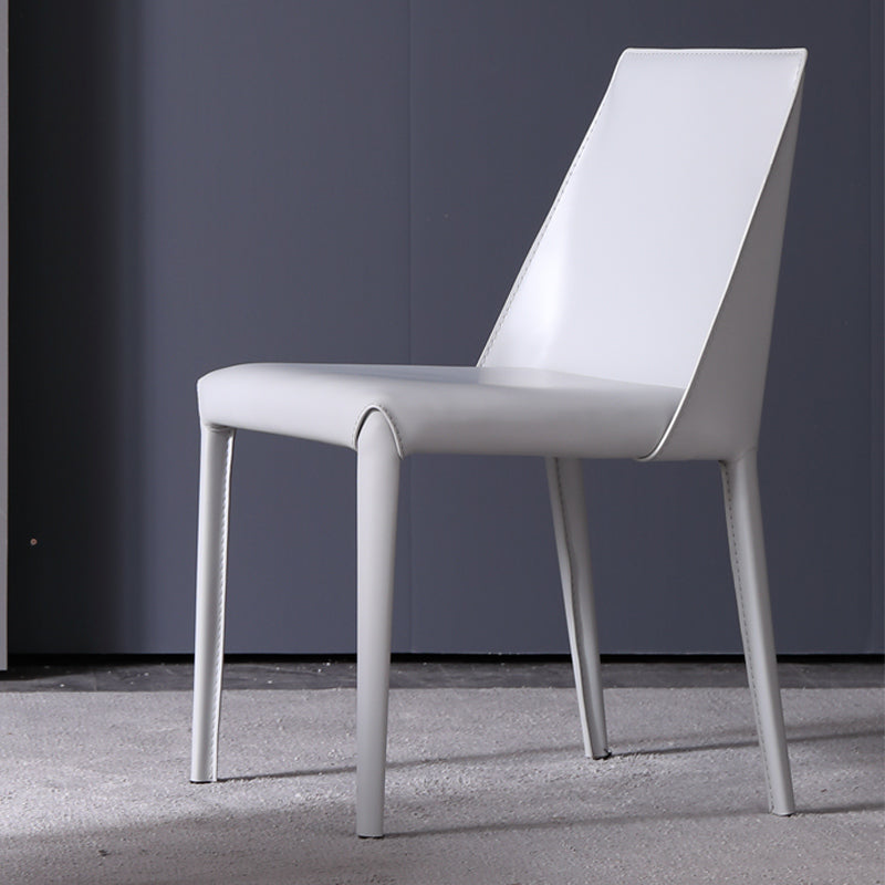 Contemporary Stainless Steel Legs Armless Dining Chairs Wingback Side Chair White 1 Piece Clearhalo 'Dining Chairs' 'Dining Tables & Seating' 'dining_chair' 'furn' 'furn_dining_chair' 'Furniture' 'furniture_dining_chair' 'Kitchen & Dining Furniture' 4839555