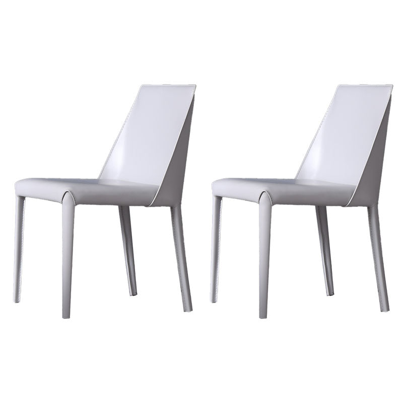 Contemporary Stainless Steel Legs Armless Dining Chairs Wingback Side Chair White 2 Piece Set Clearhalo 'Dining Chairs' 'Dining Tables & Seating' 'dining_chair' 'furn' 'furn_dining_chair' 'Furniture' 'furniture_dining_chair' 'Kitchen & Dining Furniture' 4839557