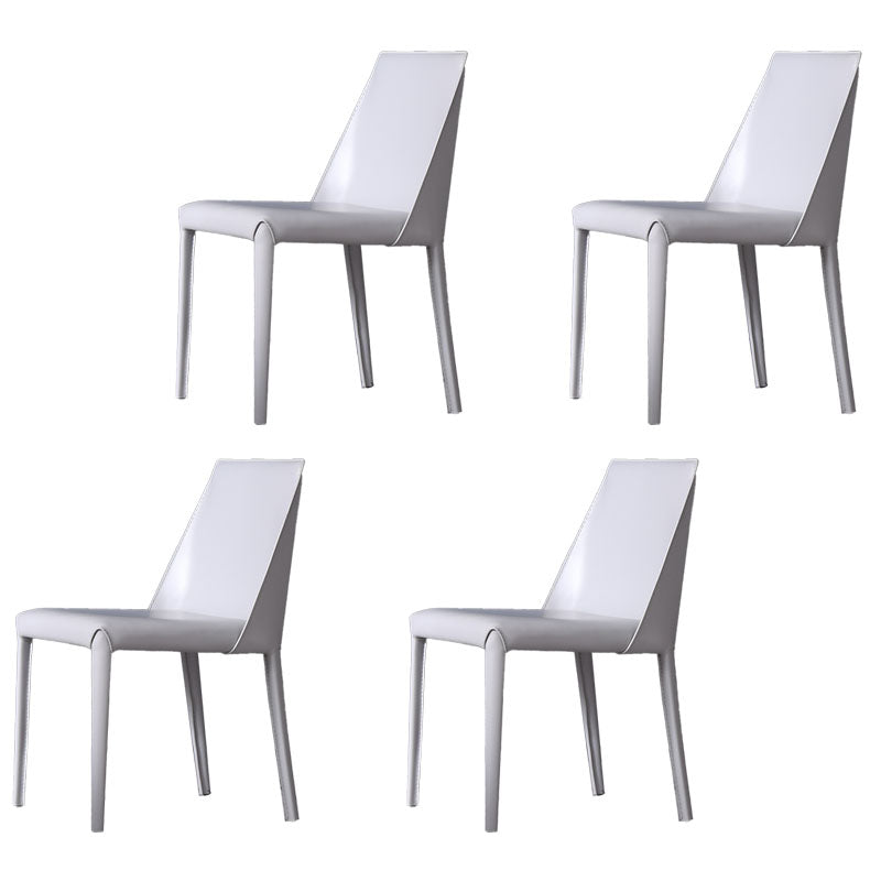 Contemporary Stainless Steel Legs Armless Dining Chairs Wingback Side Chair White 4 Piece Set Clearhalo 'Dining Chairs' 'Dining Tables & Seating' 'dining_chair' 'furn' 'furn_dining_chair' 'Furniture' 'furniture_dining_chair' 'Kitchen & Dining Furniture' 4839559
