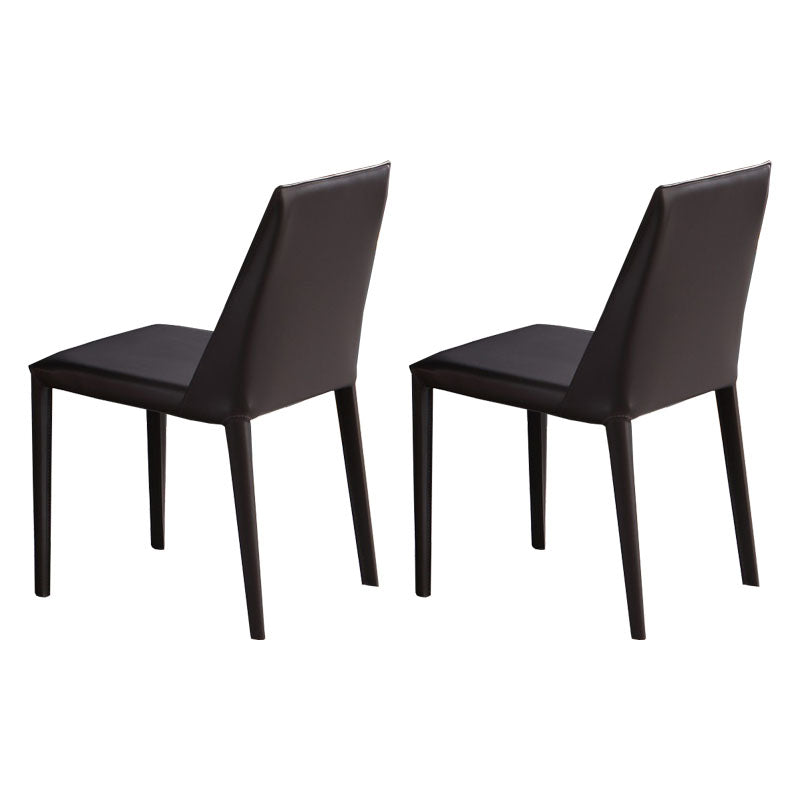Contemporary Stainless Steel Legs Armless Dining Chairs Wingback Side Chair Dark Gray 2 Piece Set Clearhalo 'Dining Chairs' 'Dining Tables & Seating' 'dining_chair' 'furn' 'furn_dining_chair' 'Furniture' 'furniture_dining_chair' 'Kitchen & Dining Furniture' 4839563
