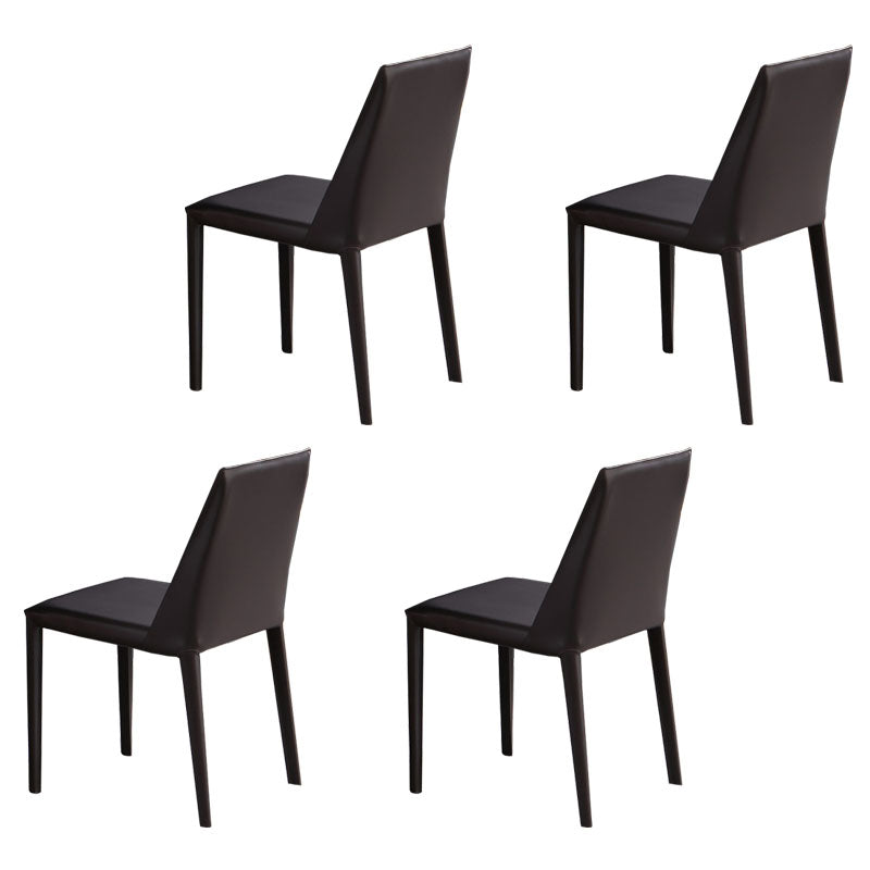 Contemporary Stainless Steel Legs Armless Dining Chairs Wingback Side Chair Dark Gray 4 Piece Set Clearhalo 'Dining Chairs' 'Dining Tables & Seating' 'dining_chair' 'furn' 'furn_dining_chair' 'Furniture' 'furniture_dining_chair' 'Kitchen & Dining Furniture' 4839565