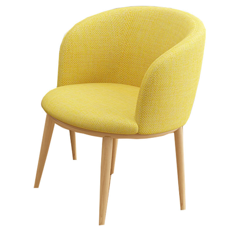 Modern Style Natural Iron Arm Chair Upholstered Side Chair for Dining Room Yellow 1 Piece Clearhalo 'Dining Chairs' 'Dining Tables & Seating' 'dining_chair' 'furn' 'furn_dining_chair' 'Furniture' 'furniture_dining_chair' 'Kitchen & Dining Furniture' 4839583