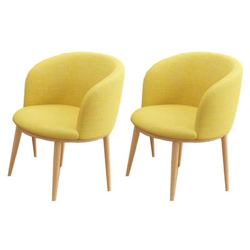 Modern Style Natural Iron Arm Chair Upholstered Side Chair for Dining Room Yellow 2 Piece Set Clearhalo 'Dining Chairs' 'Dining Tables & Seating' 'dining_chair' 'furn' 'furn_dining_chair' 'Furniture' 'furniture_dining_chair' 'Kitchen & Dining Furniture' 4839585