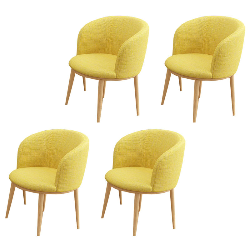 Modern Style Natural Iron Arm Chair Upholstered Side Chair for Dining Room Yellow 4 Piece Set Clearhalo 'Dining Chairs' 'Dining Tables & Seating' 'dining_chair' 'furn' 'furn_dining_chair' 'Furniture' 'furniture_dining_chair' 'Kitchen & Dining Furniture' 4839587