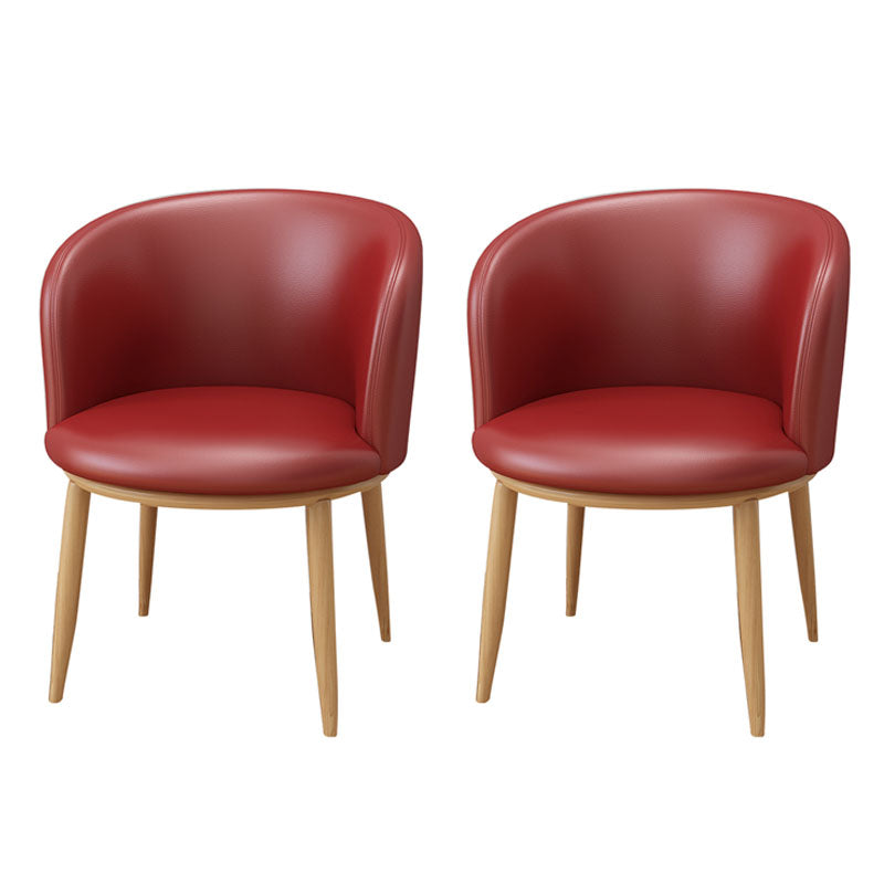 Modern Style Natural Iron Arm Chair Upholstered Side Chair for Dining Room Red 2 Piece Set Clearhalo 'Dining Chairs' 'Dining Tables & Seating' 'dining_chair' 'furn' 'furn_dining_chair' 'Furniture' 'furniture_dining_chair' 'Kitchen & Dining Furniture' 4839600