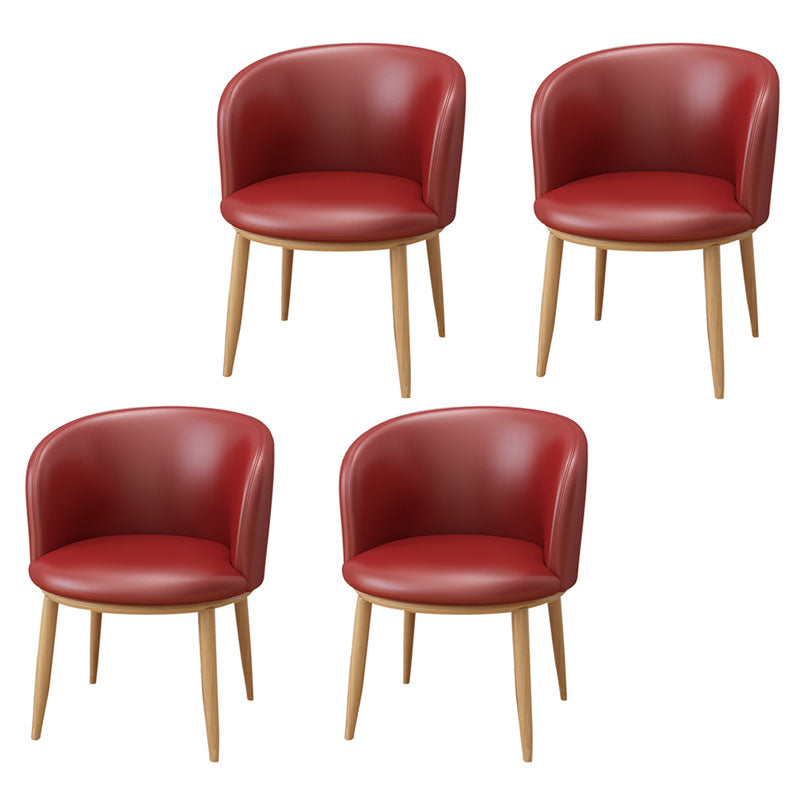 Modern Style Natural Iron Arm Chair Upholstered Side Chair for Dining Room Red 4 Piece Set Clearhalo 'Dining Chairs' 'Dining Tables & Seating' 'dining_chair' 'furn' 'furn_dining_chair' 'Furniture' 'furniture_dining_chair' 'Kitchen & Dining Furniture' 4839601