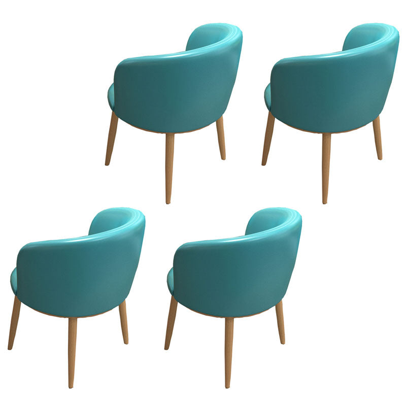 Modern Style Natural Iron Arm Chair Upholstered Side Chair for Dining Room Peacock Blue 4 Piece Set Clearhalo 'Dining Chairs' 'Dining Tables & Seating' 'dining_chair' 'furn' 'furn_dining_chair' 'Furniture' 'furniture_dining_chair' 'Kitchen & Dining Furniture' 4839604