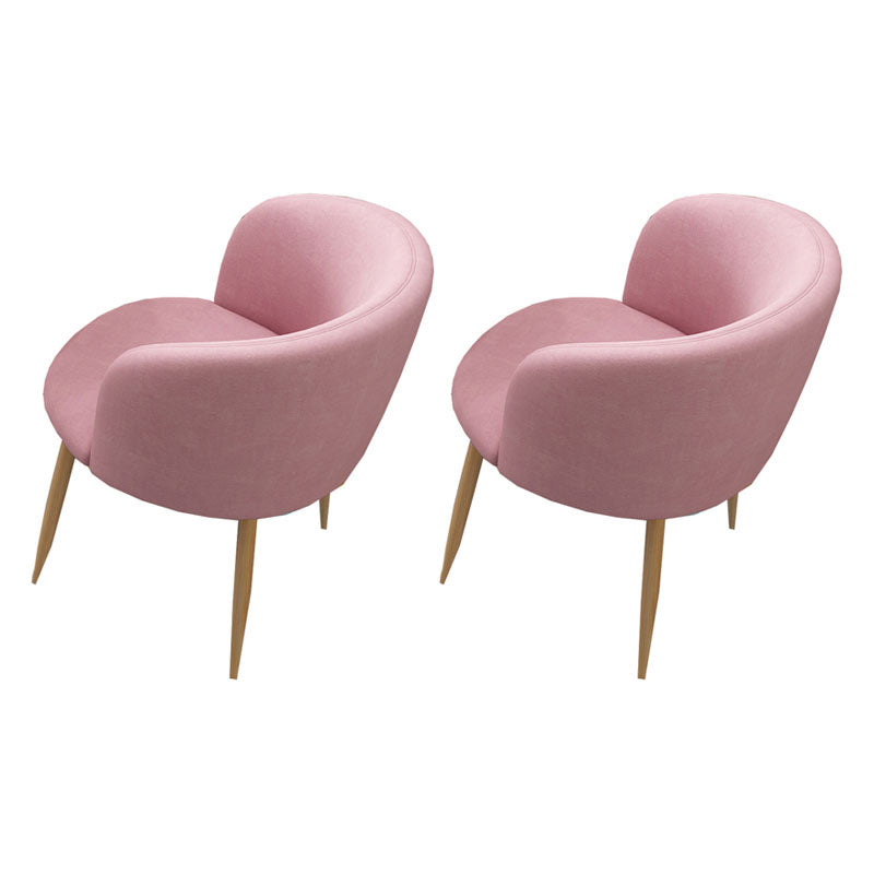 Modern Style Natural Iron Arm Chair Upholstered Side Chair for Dining Room Pink 2 Piece Set Clearhalo 'Dining Chairs' 'Dining Tables & Seating' 'dining_chair' 'furn' 'furn_dining_chair' 'Furniture' 'furniture_dining_chair' 'Kitchen & Dining Furniture' 4839624