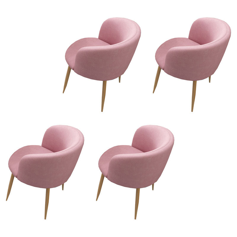 Modern Style Natural Iron Arm Chair Upholstered Side Chair for Dining Room Pink 4 Piece Set Clearhalo 'Dining Chairs' 'Dining Tables & Seating' 'dining_chair' 'furn' 'furn_dining_chair' 'Furniture' 'furniture_dining_chair' 'Kitchen & Dining Furniture' 4839625