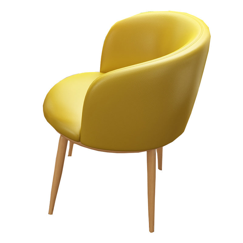 Modern Style Natural Iron Arm Chair Upholstered Side Chair for Dining Room Lemon Yellow 1 Piece Clearhalo 'Dining Chairs' 'Dining Tables & Seating' 'dining_chair' 'furn' 'furn_dining_chair' 'Furniture' 'furniture_dining_chair' 'Kitchen & Dining Furniture' 4839626