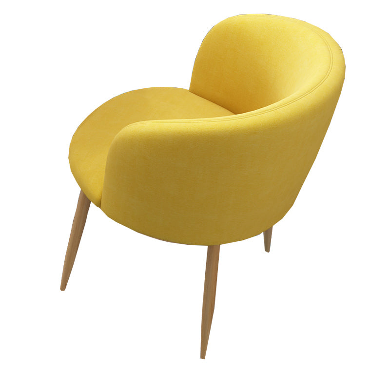 Modern Style Natural Iron Arm Chair Upholstered Side Chair for Dining Room Light Yellow 1 Piece Clearhalo 'Dining Chairs' 'Dining Tables & Seating' 'dining_chair' 'furn' 'furn_dining_chair' 'Furniture' 'furniture_dining_chair' 'Kitchen & Dining Furniture' 4839629