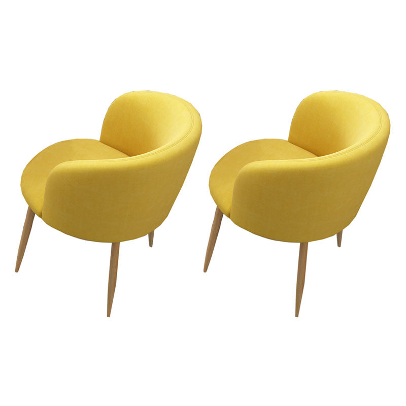 Modern Style Natural Iron Arm Chair Upholstered Side Chair for Dining Room Light Yellow 2 Piece Set Clearhalo 'Dining Chairs' 'Dining Tables & Seating' 'dining_chair' 'furn' 'furn_dining_chair' 'Furniture' 'furniture_dining_chair' 'Kitchen & Dining Furniture' 4839630