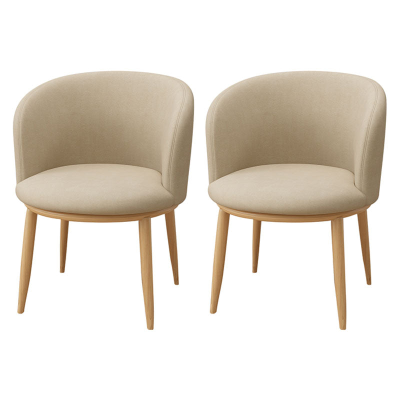 Modern Style Natural Iron Arm Chair Upholstered Side Chair for Dining Room Off-White 2 Piece Set Clearhalo 'Dining Chairs' 'Dining Tables & Seating' 'dining_chair' 'furn' 'furn_dining_chair' 'Furniture' 'furniture_dining_chair' 'Kitchen & Dining Furniture' 4839639