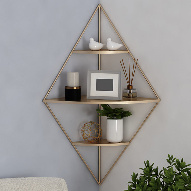 Iron Frame Wall Mounted Bookshelf Industrial Vertical Manufactured Wood Shelf Bookshelf 22"L x 10.6"W x 29.9"H Gold Clearhalo 'Bookcases' 'furn' 'furn_bookcases' 'Furniture' 'furniture_bookcases' 'kitchen' 'kitchen_bookcases' 'Living Room Furniture' 'Office Furniture' 4844248