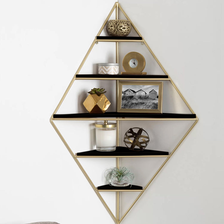 Iron Frame Wall Mounted Bookshelf Industrial Vertical Manufactured Wood Shelf Bookshelf 22"L x 10.6"W x 35.8"H Black Clearhalo 'Bookcases' 'furn' 'furn_bookcases' 'Furniture' 'furniture_bookcases' 'kitchen' 'kitchen_bookcases' 'Living Room Furniture' 'Office Furniture' 4844250