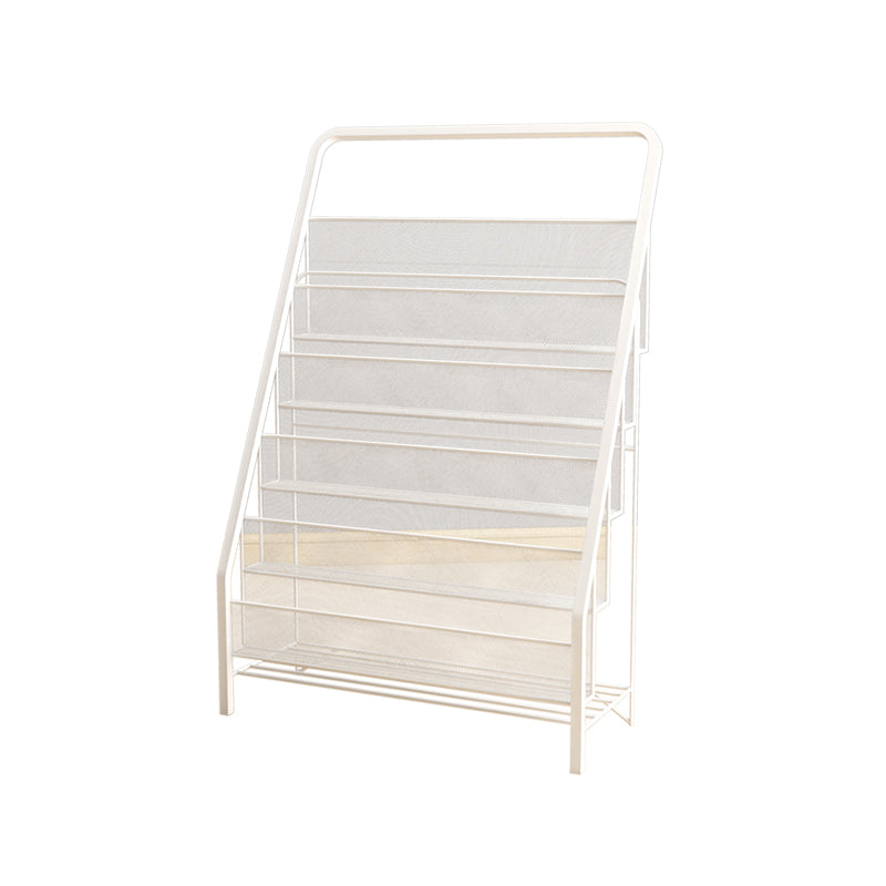 Metal Iron Contemporary Ladder Bookshelf Closed Back Vertical Bookshelf 22.4"L x 13"W x 34.3"H White Clearhalo 'Bookcases' 'furn' 'furn_bookcases' 'Furniture' 'furniture_bookcases' 'kitchen' 'kitchen_bookcases' 'Living Room Furniture' 'Office Furniture' 4844261